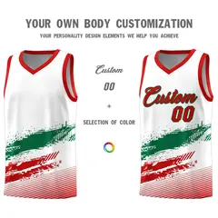 White Kelly Green Red Graffiti Basketball Jersey 3
