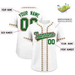 White Kelly Green Red Graffiti Mexican Style Baseball Jersey 3