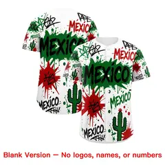 White Kelly Green Red Graffiti Mexican Style Baseball Jersey 2