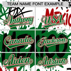 White Kelly Green Red Graffiti Mexican Style Baseball Jersey 4