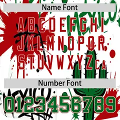 White Kelly Green Red Graffiti Mexican Style Baseball Jersey 5
