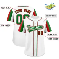 White Kelly Green Red Graffiti Mexican Style Baseball Jersey 3