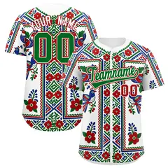 White Kelly Green Red Graffiti Mexican Style Baseball Jersey 1