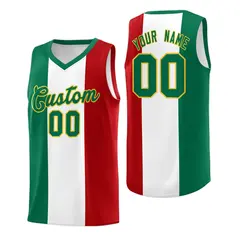 White Kelly Green Red Mexican Colors Graffiti Basketball Jersey 1