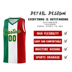 White Kelly Green Red Mexican Colors Graffiti Basketball Jersey 2