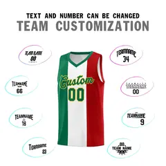 White Kelly Green Red Mexican Colors Graffiti Basketball Jersey 3