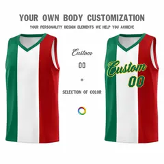 White Kelly Green Red Mexican Colors Graffiti Basketball Jersey 4