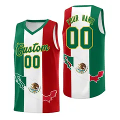 White Kelly Green Red Mexican Colors Graffiti Basketball Jersey 1