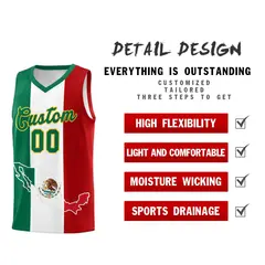 White Kelly Green Red Mexican Colors Graffiti Basketball Jersey 2