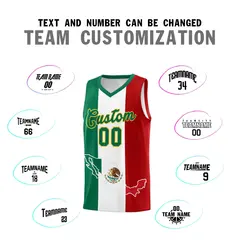 White Kelly Green Red Mexican Colors Graffiti Basketball Jersey 3