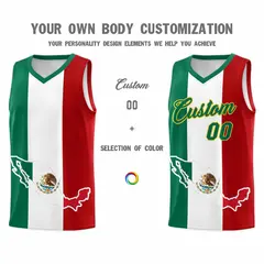 White Kelly Green Red Mexican Colors Graffiti Basketball Jersey 4