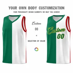 White Kelly Green Red Mexican Colors Graffiti Basketball Jersey 4