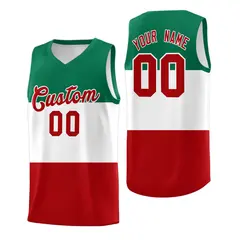 White Kelly Green Red Mexican Colors Graffiti Basketball Jersey 1