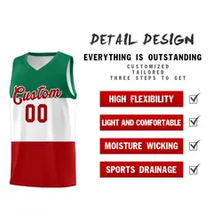 White Kelly Green Red Mexican Colors Graffiti Basketball Jersey 2