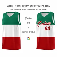 White Kelly Green Red Mexican Colors Graffiti Basketball Jersey 4