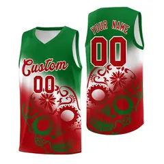 White Kelly Green Red Mexican Colors Graffiti Basketball Jersey 1