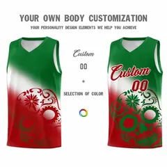 White Kelly Green Red Mexican Colors Graffiti Basketball Jersey 4