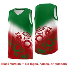 White Kelly Green Red Mexican Colors Graffiti Basketball Jersey 6