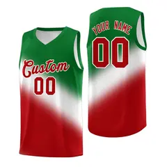 White Kelly Green Red Mexican Colors Graffiti Basketball Jersey 1