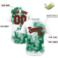 White Kelly Green Red Skeleton Graffiti Baseball Jersey 2