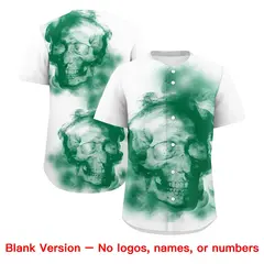 White Kelly Green Red Skeleton Graffiti Baseball Jersey 8