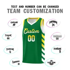 White Kelly Green Reversible Basketball Kits - Side Arrow Kelly Green Gold Gradient 4