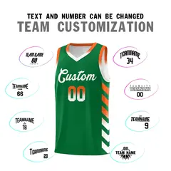 White Kelly Green Reversible Basketball Kits - Side Arrow Kelly Green Orange Gradient 4
