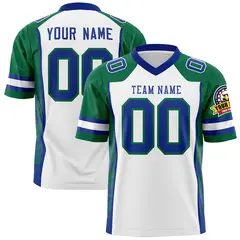 White Kelly Green-Royal Raglan Side Pattern Football Jersey 1
