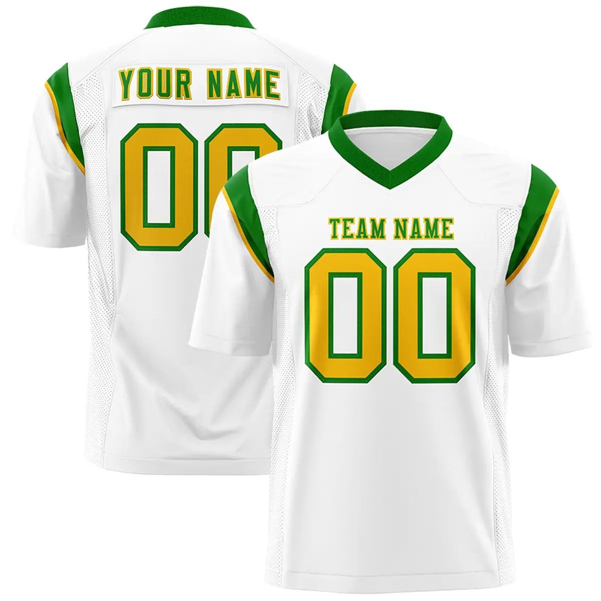 White Kelly Green Shoulder Cut Two-Tone Flag Football Jersey