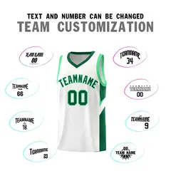 White Kelly Green Side Design Basketball Jersey Sets 4