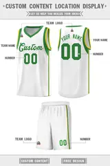 White Kelly Green Sleeve Color Blocking Basketball Jersey 2