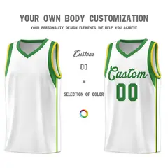 White Kelly Green Sleeve Color Blocking Basketball Jersey 3