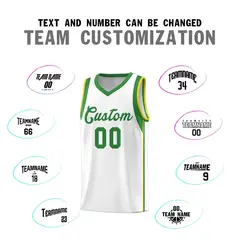 White Kelly Green Sleeve Color Blocking Basketball Jersey 4