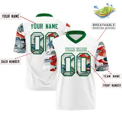 White Kelly Green Sleeve Ukiyo-e Auspicious Clouds Graffiti Football Jersey 2