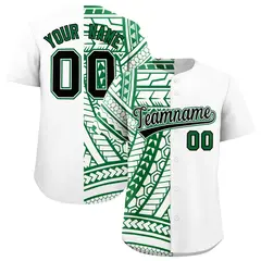 White Kelly Green Split Tribal Pattern Baseball Jersey