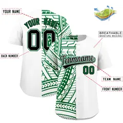 White Kelly Green Split Tribal Pattern Baseball Jersey 2