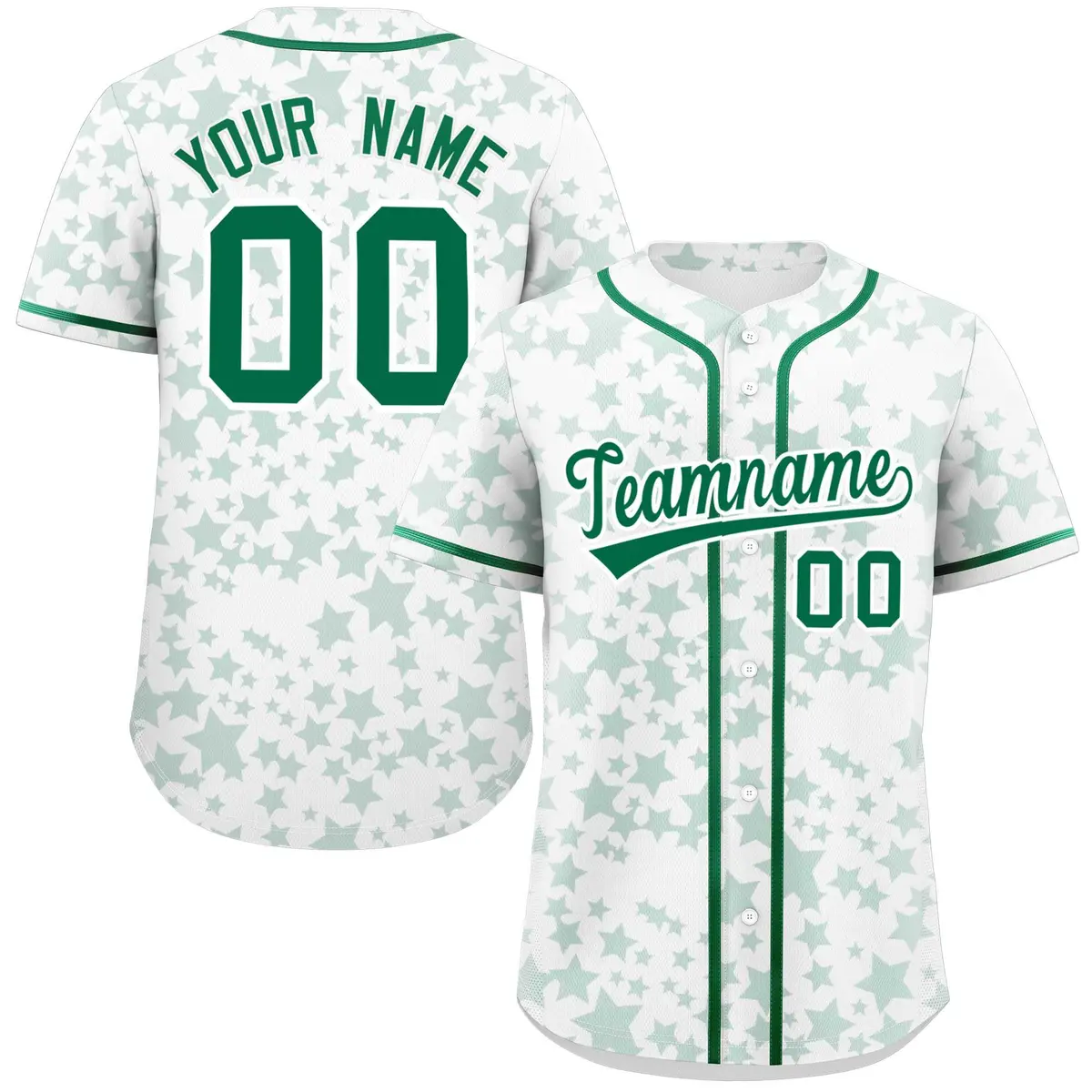 White Kelly Green Star Graffiti Authentic Baseball Jersey