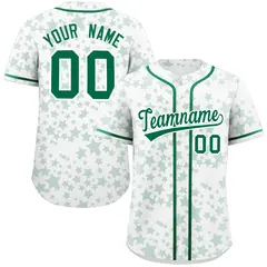 White Kelly Green Star Graffiti Authentic Baseball Jersey