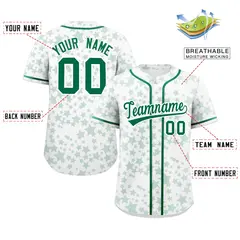 White Kelly Green Star Graffiti Authentic Baseball Jersey 2