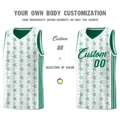 White Kelly Green Star Graffiti Basketball Jersey 3
