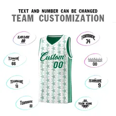 White Kelly Green Star Graffiti Basketball Jersey 4