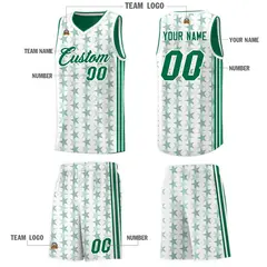 White Kelly Green Star Graffiti Basketball Jersey 5