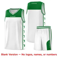 White Kelly Green Star Pattern Team Basketball Jersey 2