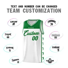 White Kelly Green Star Pattern Team Basketball Jersey 5