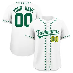 White Kelly Green Star Ribbing Authentic Baseball Jersey