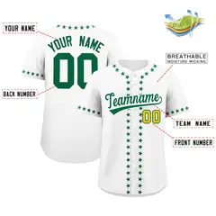 White Kelly Green Star Ribbing Authentic Baseball Jersey 2