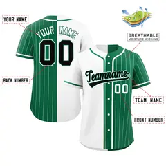 White Kelly Green Stripe-Solid Combo Baseball Jersey 2