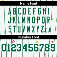 White Kelly Green Stripe Star Pattern Baseball Jersey 4