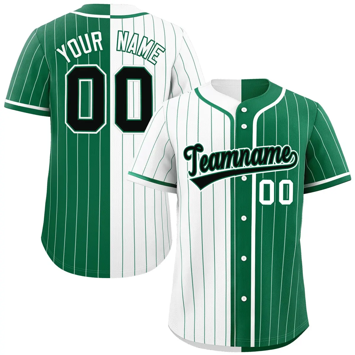 White Kelly Green Striped Two Tone Authentic Baseball Jersey