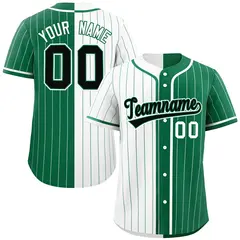 White Kelly Green Striped Two Tone Authentic Baseball Jersey 1